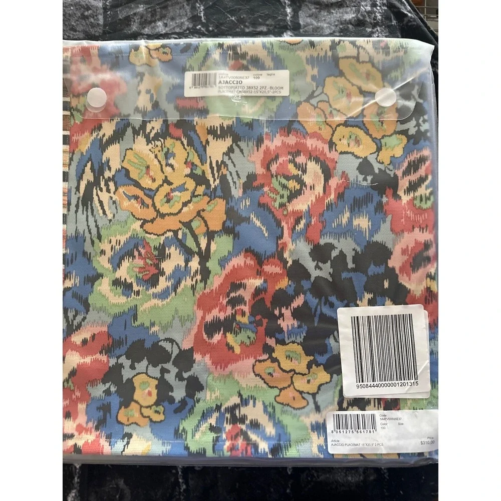 Missoni Home Ajaccio 2 Floral Ikat Placemats Blue Coral 15x20.5 1A4TV00505E37